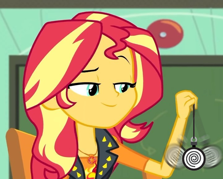Size: 720x579 | Tagged: safe, derpibooru import, edit, edited screencap, screencap, sunset shimmer, equestria girls, equestria girls series, forgotten friendship, bacon, cute, female, females only, food, goddess, hypnosis, hypnotized, image, jpeg, meat, obey, offscreen character, pendulum, pendulum swing, pov, solo, solo female, sunset