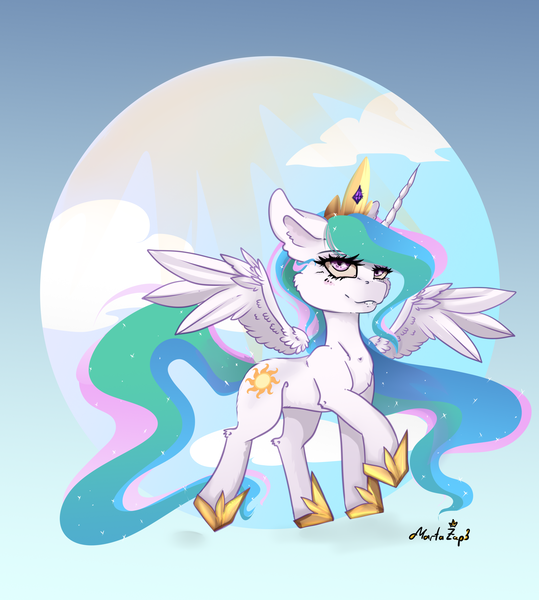 Size: 3228x3592 | Tagged: safe, artist:martazap3, derpibooru import, princess celestia, princess luna, alicorn, pony, female, horn, image, png, pony princess, princess, royal, royal sisters, siblings, sisters, sky, solo, sun, wings