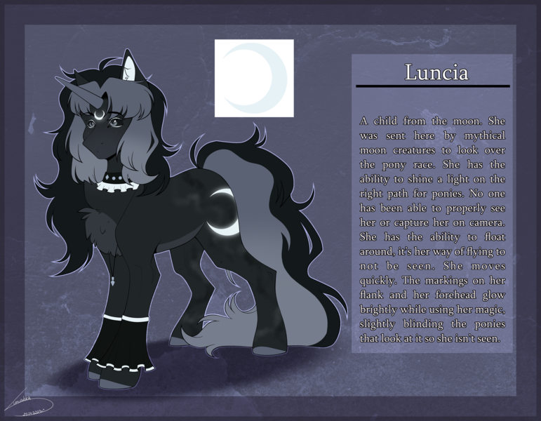 Size: 4500x3500 | Tagged: safe, artist:lunciakkk, derpibooru import, oc, unicorn, female, image, moon, png, reference sheet, solo, story included