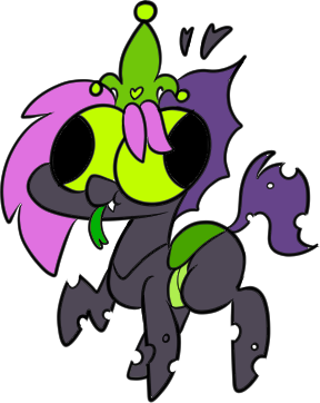 Size: 288x362 | Tagged: safe, derpibooru import, oc, oc:icarys, unofficial characters only, changeling, changeling oc, cute, cuteling, derp, image, jewelry, pink hair, png, regalia, simple background, solo, tongue out, transparent background