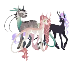 Size: 3044x2558 | Tagged: safe, artist:luuny-luna, derpibooru import, oc, unofficial characters only, pony, unicorn, augmented, augmented tail, female, horns, image, male, mare, png, simple background, stallion, tail, transparent background