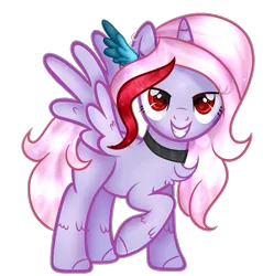 Size: 1905x1989 | Tagged: safe, artist:angellightyt, derpibooru import, oc, unofficial characters only, alicorn, pony, alicorn oc, base used, choker, eyelashes, female, grin, horn, image, mare, png, raised hoof, red eyes, simple background, smiling, solo, transparent background, wings