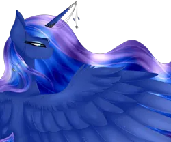 Size: 2400x2000 | Tagged: safe, alternate version, artist:angellightyt, artist:minelvi, derpibooru import, princess luna, pony, background removed, collaboration, eyelashes, female, horn, horn jewelry, image, jewelry, mare, png, simple background, solo, stars, transparent background