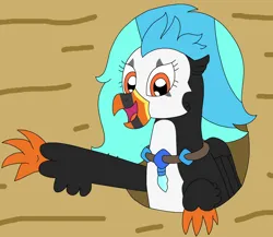 Size: 2672x2324 | Tagged: safe, artist:supahdonarudo, derpibooru import, oc, oc:icebeak, unofficial characters only, classical hippogriff, hippogriff, crate, hole, image, jewelry, madagascar (dreamworks), meme, necklace, png, ponified meme, reference