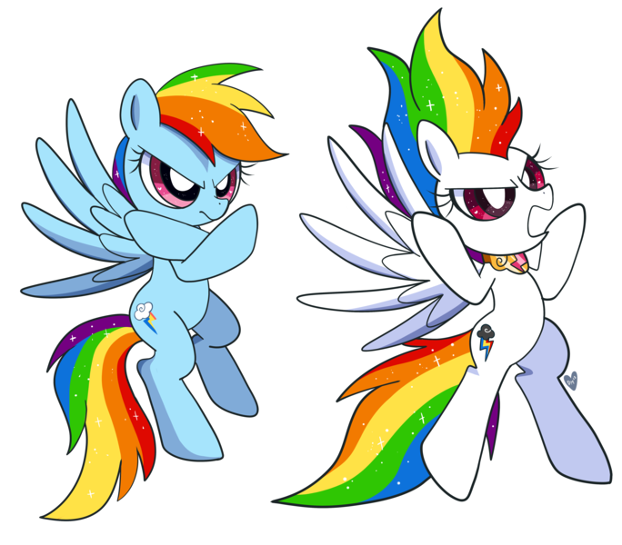 Size: 4900x4300 | Tagged: safe, artist:domesticmaid, derpibooru import, rainbow dash, pegasus, pony, commission, commissioner:lux-klonoa, element of loyalty, fanon, female, image, mare, png, simple background, solo, spread wings, super rainbow dash, transformation, transparent background, wings