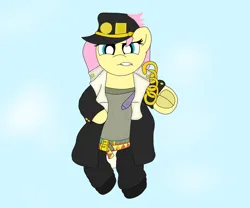 Size: 6048x5036 | Tagged: safe, artist:pinkiepie69, derpibooru import, fluttershy, pegasus, chains, clothes, eyeshadow, image, jojo reference, jojo's bizarre adventure, makeup, png, school uniform, sky, solo