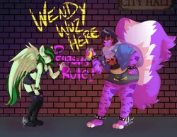 Size: 4988x3858 | Tagged: safe, artist:rick-elfen, derpibooru import, oc, anthro, skunk, belly button, choker, clothes, furry, furry oc, image, png, punk, shorts, spray can, spray paint, vandalism