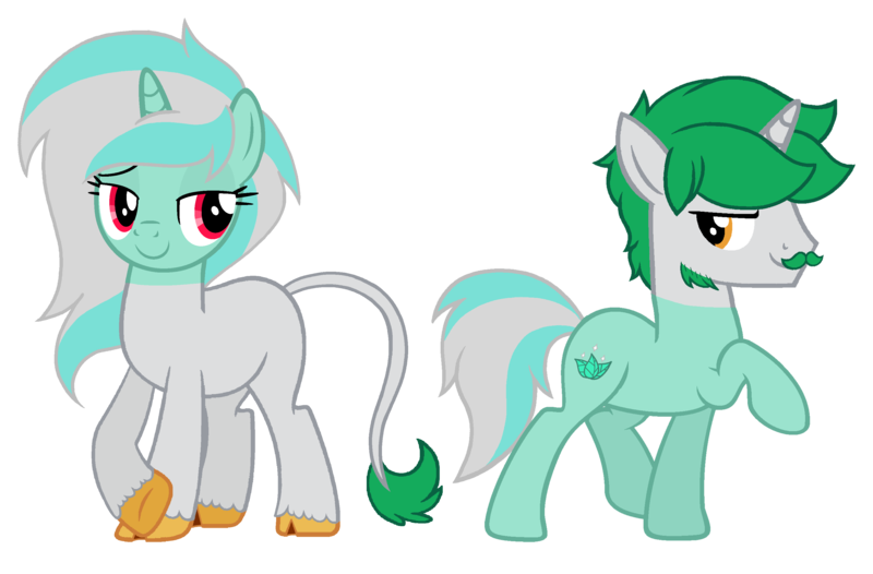 Size: 3360x2208 | Tagged: safe, artist:motownwarrior01, derpibooru import, oc, oc:minty delight, oc:minty snow, unofficial characters only, dullahan, pony, unicorn, cute, disembodied head, facial hair, female, happy, head swap, headless, horn, image, long tail, male, mare, modular, moustache, png, simple background, smiling, stallion, tail, transparent background