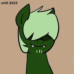 Size: 720x720 | Tagged: safe, artist:unlit, derpibooru import, oc, oc:darklight, pony, animated, beard, drool, facial hair, fangs, gif, goatee, image, licking, licking the fourth wall, sideburns, tongue out