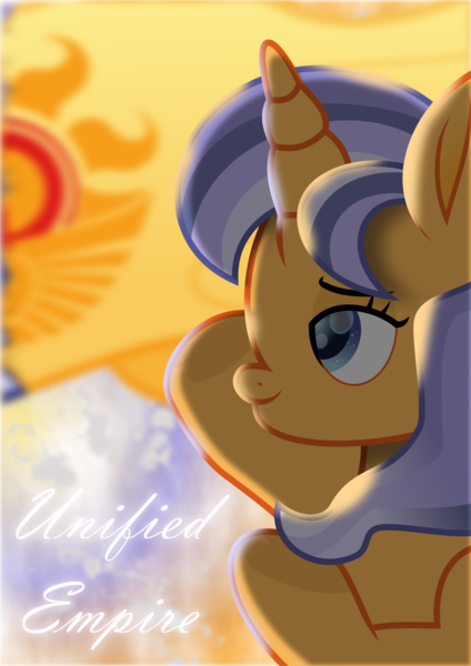 Size: 2252x3187 | Tagged: safe, artist:lincolnbrewsterfan, derpibooru import, part of a set, oc, oc:imperii solem (empirica sol), ponified, pony, unicorn, derpibooru, twibooru, bust, cloud, cloudy, colored pupils, depth of field, derpibooru exclusive, derpibooru ponified, female, flag, flourish, harmony, highlights, hoof heart, horn, image, inkscape, juxtaposition, juxtaposition win, logo, looking forward, mare, meme, message, meta, mirror, moonlight, movie accurate, multicolored mane, png, positive ponies, representative, salute, shading, shadow, shine, shiny, side view, sky, smiling, stars, sun, sunlight, text, underhoof, unicorn oc, united, unity, upside-down hoof heart, vector