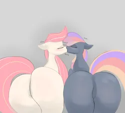 Size: 2403x2167 | Tagged: suggestive, artist:ie nebulizer, derpibooru import, oc, earth pony, pony, butt, female, image, kissing, mare, png, simple background, sketch