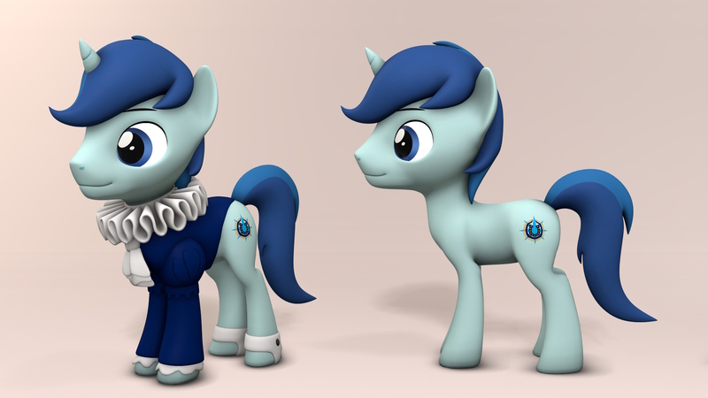 Size: 1920x1080 | Tagged: safe, artist:whiteskypony, derpibooru import, oc, oc:brighthoof, pony, unicorn, 3d, clothes, image, jpeg, male, quadrupedal, ruff (clothing), solo, stallion