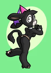 Size: 4640x6584 | Tagged: suggestive, artist:toonbat, derpibooru import, oc, anthro, donkey, bondage, clothes, collar, donkey oc, image, partial nudity, png, topless