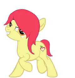 Size: 1280x1340 | Tagged: safe, artist:star-is-nonbinary, derpibooru import, apple bloom, alternate cutie mark, alternate hairstyle, alternate universe, derpibooru exclusive, evil grin, grin, image, missing accessory, png, simple background, smiling, transparent background