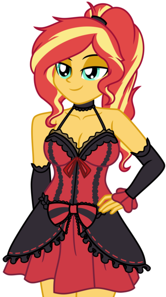 Size: 3705x6639 | Tagged: safe, artist:emeraldblast63, artist:twistedscarlett60, derpibooru import, sunset shimmer, human, equestria girls, breasts, cleavage, female, image, lolita fashion, png, solo