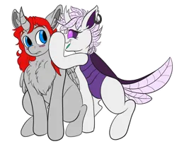 Size: 2471x2016 | Tagged: safe, artist:copycat, artist:silent-e, derpibooru import, oc, oc:avery, oc:elytra, unofficial characters only, alicorn, changedling, changeling, blushing, chest fluff, ear fluff, image, onomatopoeia, png, pomf, simple background, transparent background, whispering