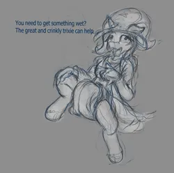 Size: 787x780 | Tagged: suggestive, artist:auntiefrost, derpibooru import, trixie, anthro, unicorn, clothes, diaper, diaper fetish, doodle, fetish, hat, hoodie, image, png, trixie's hat