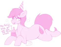 Size: 3804x2960 | Tagged: suggestive, artist:czu, derpibooru import, oc, oc:pink flame, unofficial characters only, earth pony, pony, alcohol, birthday, drunk, hat, image, implied gay, male, open mouth, party hat, png, seductive, solo, solo male