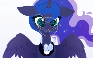 Size: 4000x2531 | Tagged: safe, artist:belka-sempai, derpibooru import, princess luna, alicorn, pony, commission, commissioner:shaddar, cute, dreamcatcher, female, image, lunabetes, mare, peytral, png, simple background, solo, white background