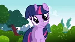 Size: 1920x1080 | Tagged: safe, derpibooru import, screencap, twilight sparkle, pony, unicorn, friendship is magic, season 1, 1080p, cute, female, happy, head tilt, image, mare, png, smiling, solo, twiabetes, unicorn twilight