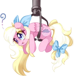 Size: 1844x1886 | Tagged: safe, artist:loyaldis, derpibooru import, oc, oc:bay breeze, unofficial characters only, pegasus, pony, bow, confused, crane game, cute, hair bow, heart, heart eyes, image, open mouth, pegasus oc, png, question mark, simple background, solo, tail, tail bow, transparent background, wingding eyes, wings