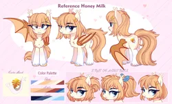 Size: 3684x2220 | Tagged: safe, artist:2pandita, derpibooru import, oc, oc:honey milk, bat pony, pony, female, image, mare, png, quadrupedal, reference sheet, solo