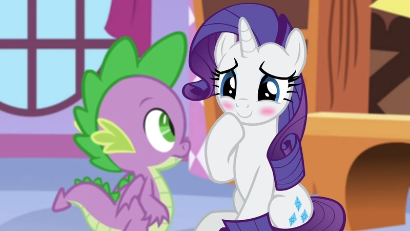 Size: 1920x1080 | Tagged: safe, artist:georgegarza01, derpibooru import, screencap, rarity, spike, dragon, pony, unicorn, 1080p, blushing, cute, duo, fan animation, female, image, jpeg, looking at each other, looking at someone, male, mare, no excuse for the heart, raribetes, winged spike, wings