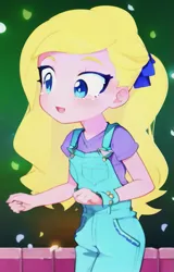 Size: 409x640 | Tagged: safe, derpibooru import, edit, edited screencap, editor:luckreza8, machine learning generated, screencap, sandy cerise, human, equestria girls, equestria girls series, sunset's backstage pass!, spoiler:eqg series (season 2), :d, anime, female, image, imgcreator, open mouth, open smile, png, smiling