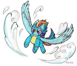 Size: 1211x1037 | Tagged: safe, artist:nothingspecialx9, derpibooru import, rainbow dash, pegasus, pony, clothes, female, flying, goggles, image, mare, newbie artist training grounds, png, simple background, solo, traditional art, uniform, white background, wonderbolts uniform