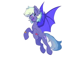 Size: 2700x2160 | Tagged: safe, artist:yarugreat, derpibooru import, oc, oc:murphy, bat pony, pony, flying, image, open mouth, patch, png, pony oc, simple background, smiling, solo, spread wings, transparent background, wings