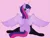 Size: 2433x1867 | Tagged: safe, derpibooru import, twilight sparkle, twilight sparkle (alicorn), alicorn, pony, clothes, colored, evening gloves, female, flat colors, gloves, image, latex, latex gloves, latex socks, long gloves, looking back, mare, multicolored mane, multicolored tail, pink background, png, purple coat, purple eyes, rear view, simple background, smiling, socks, solo, spread legs, spread wings, spreading, wing fluff, wings