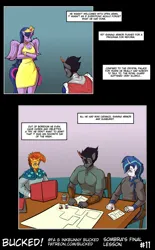 Size: 634x1024 | Tagged: safe, artist:bucked, derpibooru import, king sombra, shining armor, sunburst, twilight sparkle, alicorn, shadow pony, unicorn, comic:sombra's final lesson, friendship is magic, dungeons and dragons, image, jpeg, ogres and oubliettes, pen and paper rpg, rpg