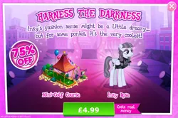 Size: 1958x1298 | Tagged: safe, derpibooru import, official, inky rose, pegasus, pony, advertisement, balloon, bush, clothes, costs real money, english, female, folded wings, gameloft, golf club, image, jpeg, mare, mobile game, my little pony: magic princess, numbers, sale, solo, solo focus, text, wings