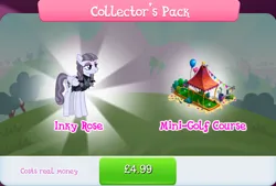 Size: 1269x858 | Tagged: safe, derpibooru import, official, inky rose, pegasus, pony, balloon, bundle, bush, clothes, costs real money, english, female, folded wings, gameloft, golf club, image, jpeg, mare, mobile game, my little pony: magic princess, numbers, sale, solo, solo focus, text, wings