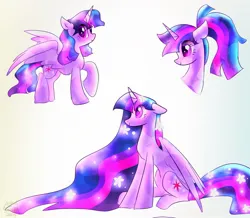 Size: 1511x1316 | Tagged: safe, artist:petaltwinkle, derpibooru import, twilight sparkle, twilight sparkle (alicorn), alicorn, crystal pony, pony, alternate hairstyle, crystallized, eye clipping through hair, female, image, jpeg, long mane, mare, ponytail, solo