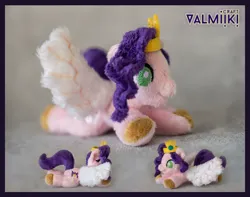 Size: 2364x1866 | Tagged: safe, artist:valmiiki, derpibooru import, pipp, pipp petals, pegasus, pony, g5, chibi, image, irl, jpeg, lying down, no pupils, photo, pipp is short, pipp is smol, plushie, prone, smol, solo