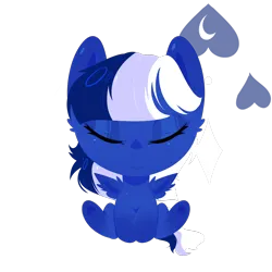 Size: 3000x3000 | Tagged: safe, derpibooru import, oc, oc:moonie hearts, pegasus, pony, bangs, blue hair, blue mane, blue tail, cel shading, chibi, cutie mark, eyes closed, eyeshadow, gradient hooves, image, makeup, png, shading, simple background, sitting, small wings, smol, solo, spread wings, tail, transparent background, wings