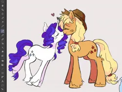 Size: 1280x970 | Tagged: safe, artist:mapleeheart, derpibooru import, applejack, rarity, earth pony, pony, unicorn, boop, duo, female, image, jpeg, lesbian, noseboop, rarijack, shipping