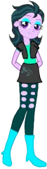 Size: 431x1533 | Tagged: safe, artist:rainbowstarcolour262, derpibooru import, zephyr, human, equestria girls, alternate clothes, alternate universe, background human, boots, canterlot, clothes, cutie mark, cutie mark on clothes, eyeshadow, female, hand behind back, image, makeup, miniskirt, png, shirt, shoes, simple background, skirt, solo, transparent background, vest