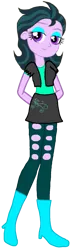 Size: 431x1533 | Tagged: safe, artist:rainbowstarcolour262, derpibooru import, zephyr, human, equestria girls, alternate clothes, alternate universe, background human, boots, canterlot, clothes, cutie mark, cutie mark on clothes, eyeshadow, female, hand behind back, image, makeup, miniskirt, png, shirt, shoes, simple background, skirt, solo, transparent background, vest