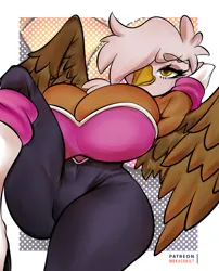 Size: 2422x3000 | Tagged: suggestive, artist:mrkashkiet, paywalled source, gilda, anthro, gryphon, arm behind head, armpits, bedroom eyes, big breasts, breasts, busty gilda, cleavage, clothes, cosplay, costume, female, huge breasts, image, png, rouge the bat, solo, sonic the hedgehog (series), spread wings, stupid sexy gilda, wide hips, wings