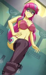 Size: 1252x2048 | Tagged: suggestive, artist:thebrokencog, derpibooru import, sour sweet, equestria girls, breasts, busty sour sweet, e-cup bra, image, png