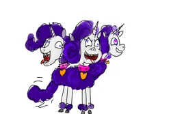 Size: 4200x2800 | Tagged: safe, artist:horsesplease, derpibooru import, rarity, cerberus, dog, hybrid, poodle, unicorn, abomination, barking, collar, derp, doodle, evil rarity, image, multiple heads, panting, png, raridog, raripoodle, species swap, spiked collar, stupid, three heads, tongue out