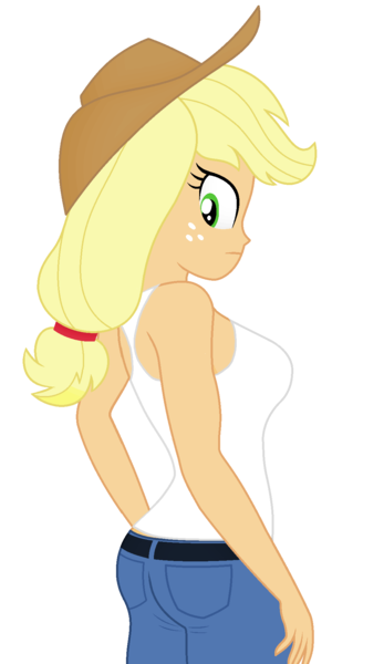 Size: 1081x1871 | Tagged: safe, edit, editor:ah96, vector edit, applejack, human, equestria girls, ass, bare shoulders, breasts, busty applejack, butt, clothes, image, jeans, pants, png, sexy, solo, tanktop, vector