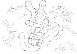 Size: 2000x1400 | Tagged: safe, artist:amateur-draw, derpibooru import, oc, oc:phosphor flame, unofficial characters only, earth pony, pony, covered in mud, female, image, mare, monochrome, mud, mud bath, mud play, mud pony, muddy, png, solo, wet and messy