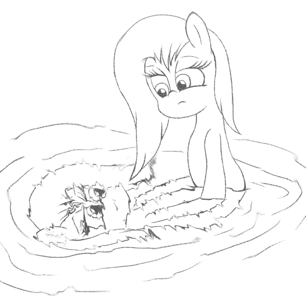 Size: 2400x2400 | Tagged: safe, artist:amateur-draw, derpibooru import, oc, oc:phosphor flame, unofficial characters only, earth pony, pony, bipedal, confused, female, image, mare, mud, png, reflection, solo, water, wet, wet and messy, wet mane