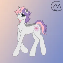 Size: 3200x3200 | Tagged: safe, artist:maître cervidé, derpibooru import, oc, oc:arcana glyph, unicorn, female, gradient background, image, not sweetie belle, png, short hair, solo