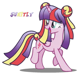 Size: 860x812 | Tagged: safe, artist:amicasecretuwu, derpibooru import, oc, oc:sunitly, unofficial characters only, alicorn, image, magical lesbian spawn, offspring, parent:sunset shimmer, parent:twilight sparkle, png, simple background, transparent background