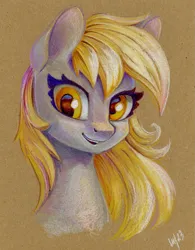 Size: 935x1200 | Tagged: safe, artist:maytee, derpibooru import, part of a set, derpy hooves, pegasus, pony, bust, colored pencil drawing, image, png, portrait, smiling, solo, traditional art