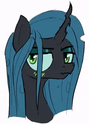Size: 521x733 | Tagged: safe, artist:uteuk, derpibooru import, queen chrysalis, changeling, changeling queen, blushing, bust, female, image, jpeg, simple background, solo, white background